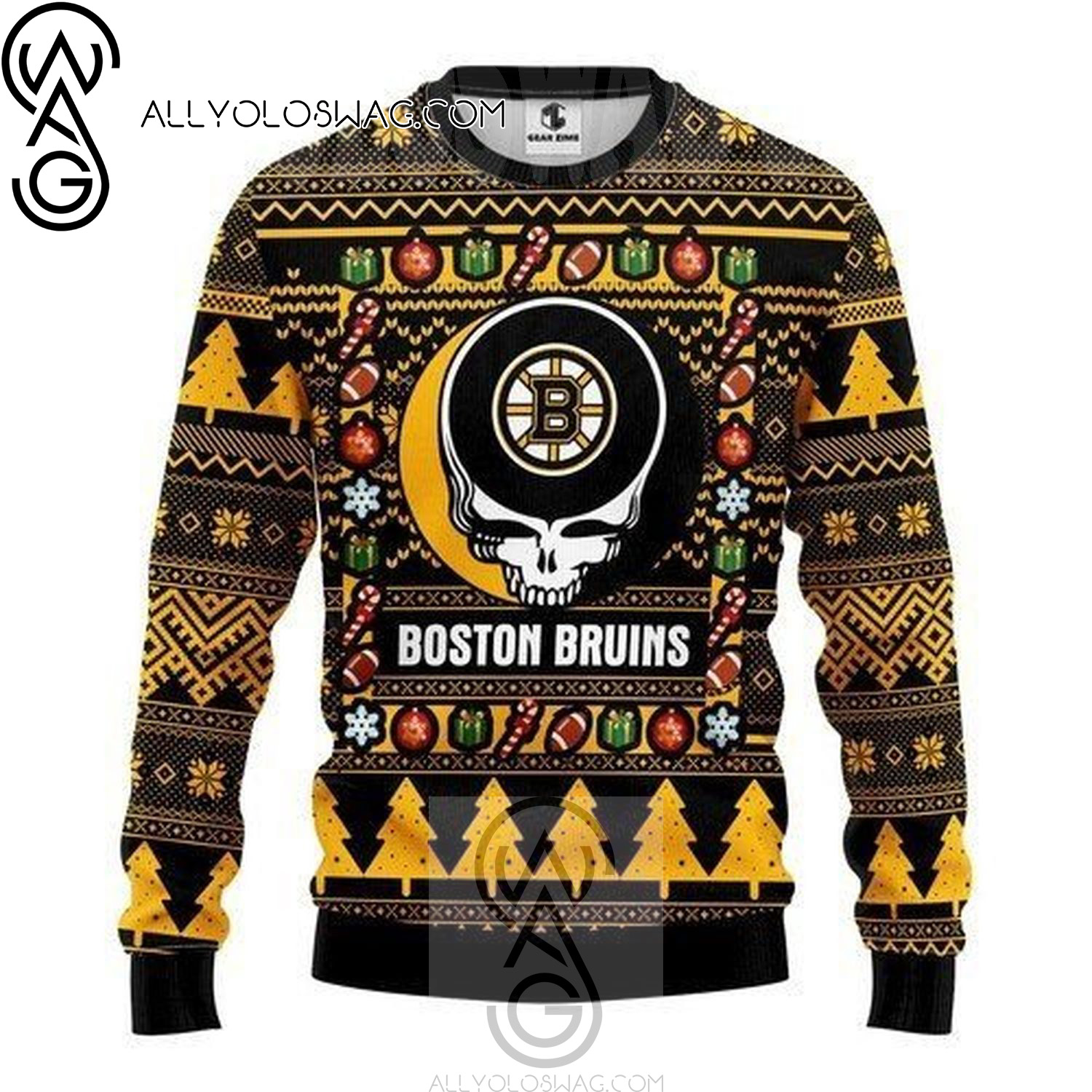 Boston Bruins Grateful Dead Rock Band Ugly Christmas Sweater