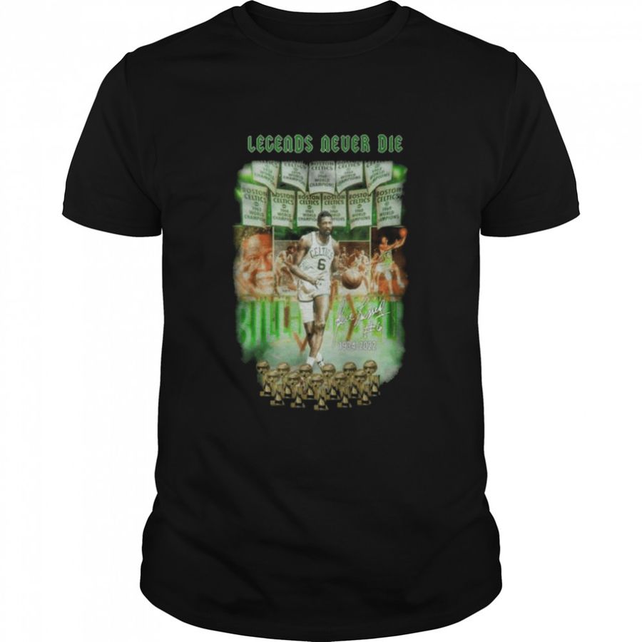 Boston Celtics Bill Russell legend never die 1934 2022 signature shirt
