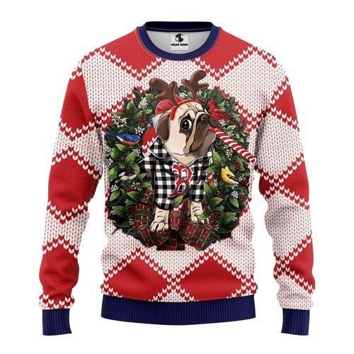Boston Red Sox Pug Dog Ugly Christmas Sweater, All Over Print Sweatshirt, Ugly Sweater, Christmas Sweaters, Hoodie, Sweater
