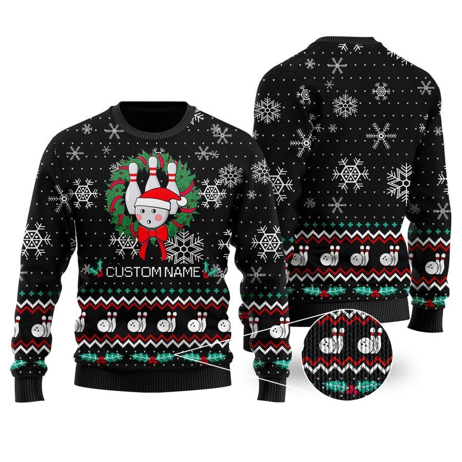 Bowling Christmas Snowflakes Image Noel Pattern Custom Ugly Sweater