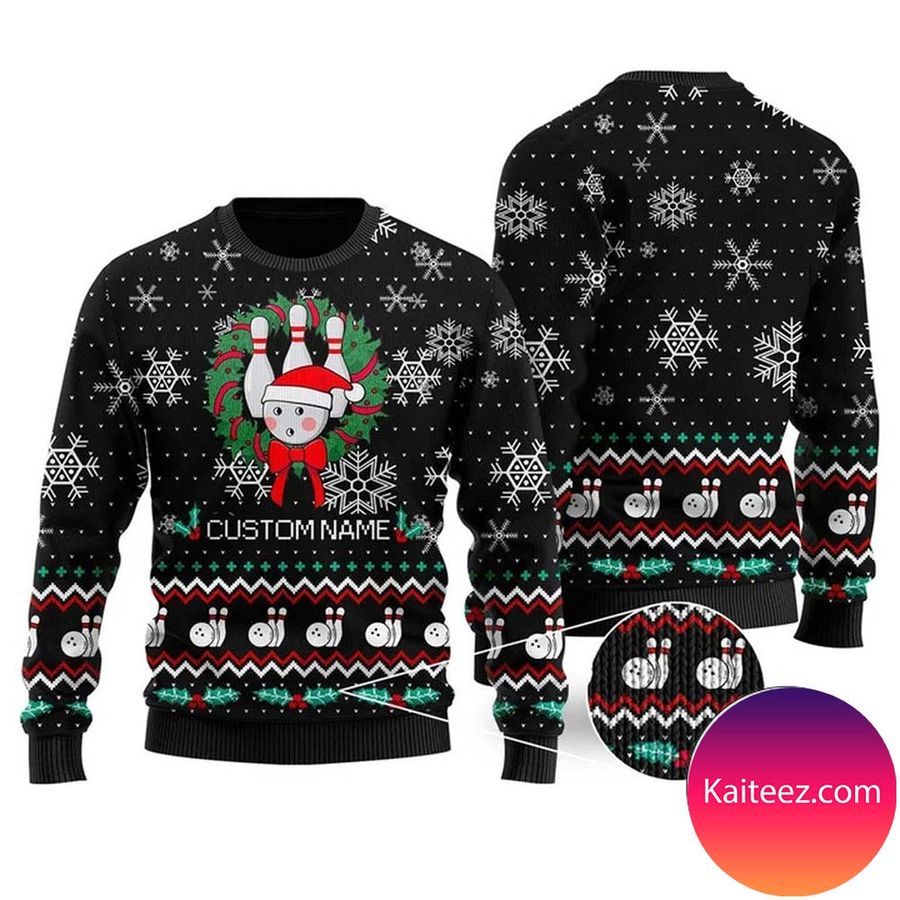 Bowling Christmas Snowflakes Personalized Gifts For Bowlers Sport Lovers  Christmas Ugly  Sweater