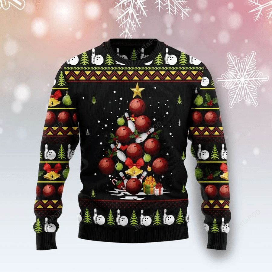 Bowling Christmas Tree Ugly Christmas Sweater, All Over Print Sweatshirt, Ugly Sweater, Christmas Sweaters, Hoodie, Sweater
