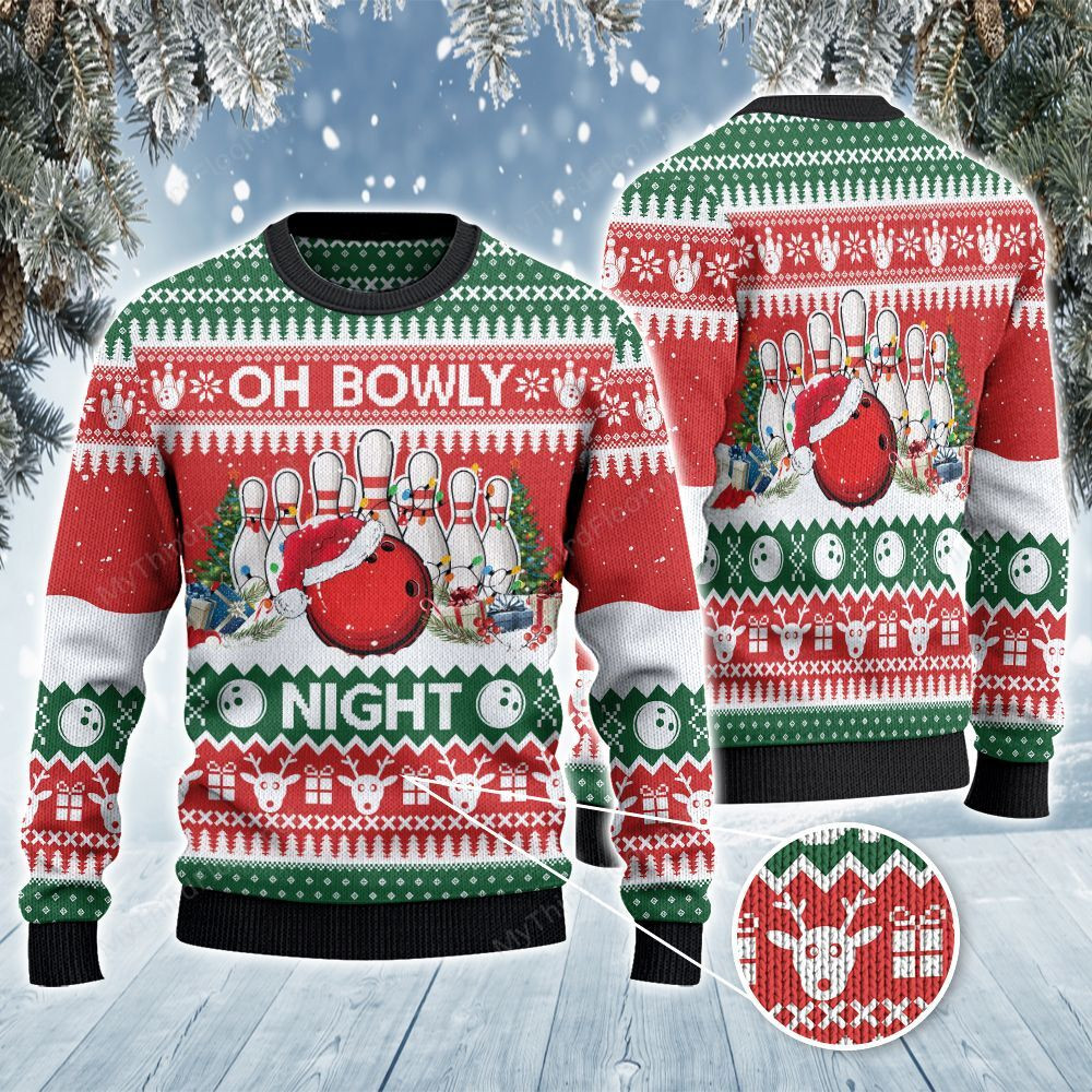 Bowling Lovers Gift Oh Bowly Night Ugly Sweater