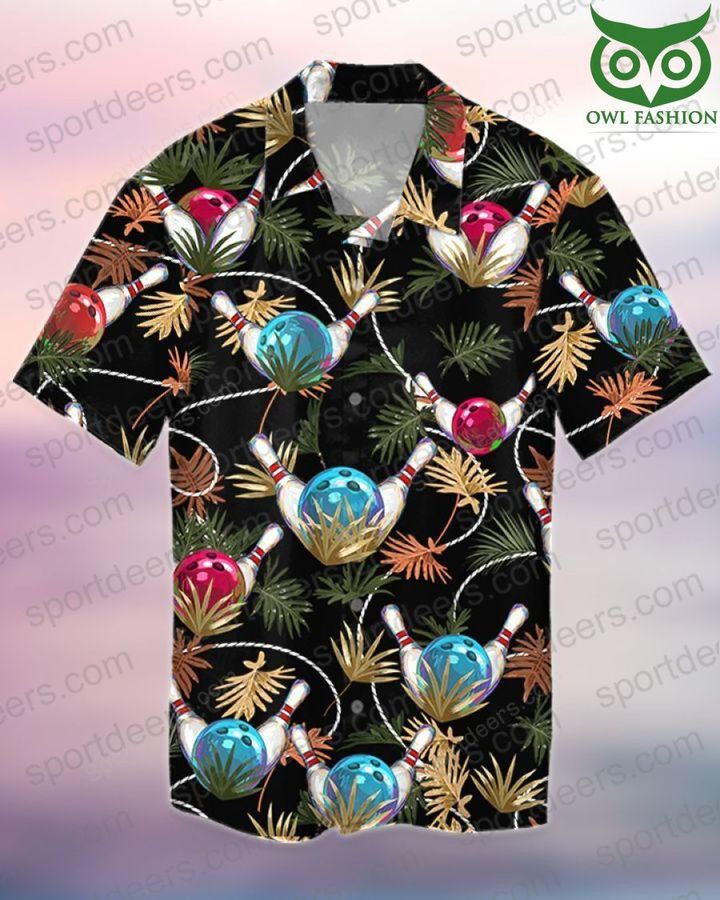 Bowling Tropical Leaves Hawaiian Shirt