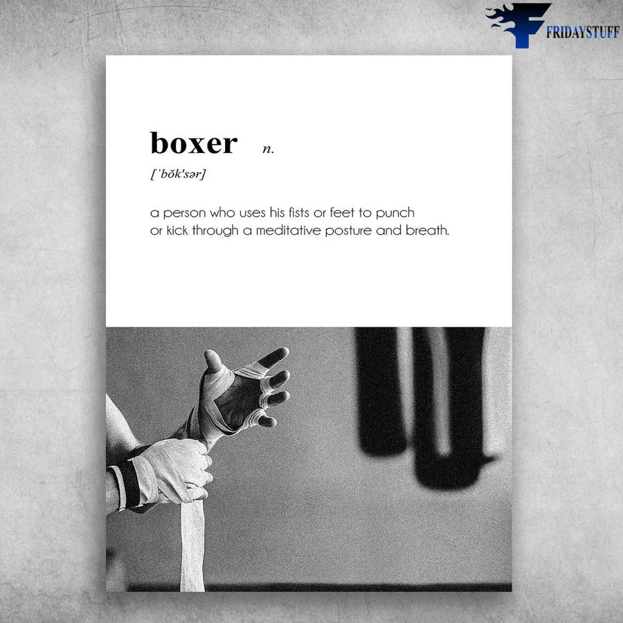 Boxing Poster, Boxer Definition, A Person Who Uses His Fists Or Feet To Punch Poster Home Decor Poster Canvas