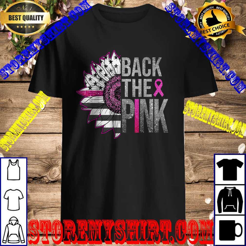 Breast Cancer Awareness Back The Pink Ribbon Sunflower Flag T-Shirt
