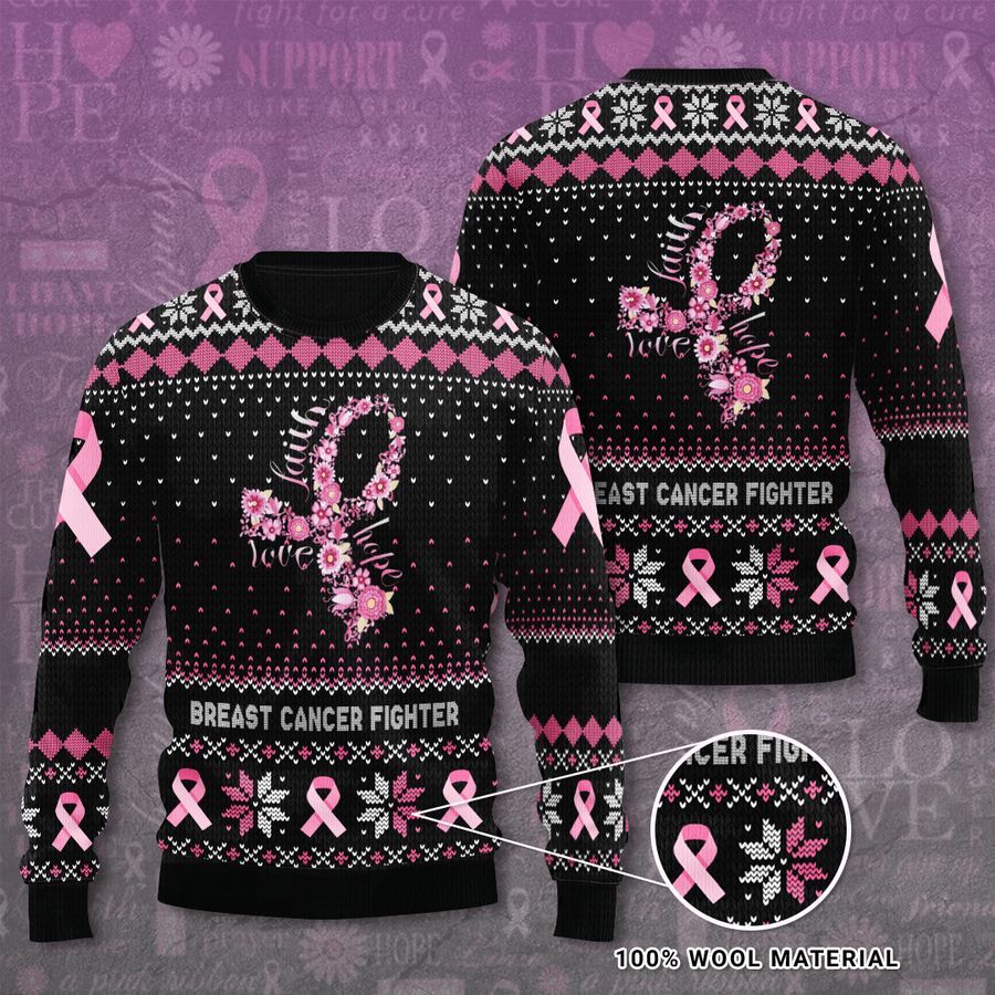 Breast Cancer Awareness Faith-Love-Hope Ugly Sweater