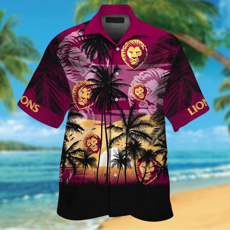 Brisbane Lions Short Sleeve Button Up Tropical Aloha Hawaiian Shirts For Men Women Shirt Afl