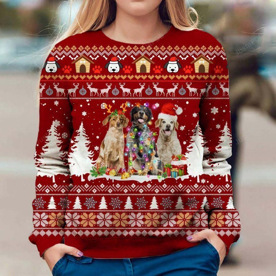 Brittany Spaniel Ugly Christmas Sweater All Over Print Sweatshirt Ugly