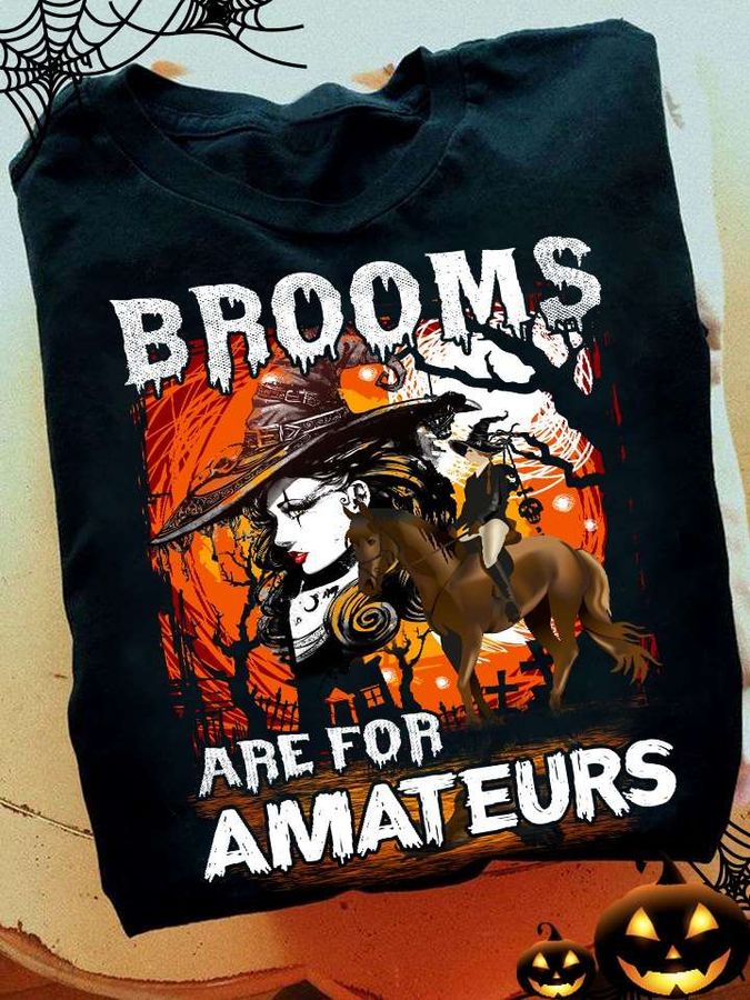Brooms are for amateurs – Halloween witch riding horse, horse and witch