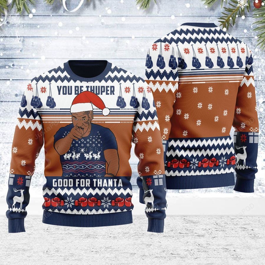 Brown Christmas Snowflakes Pattern You Be Thuper,Good For Thanta For Unisex Ugly Christmas Sweater, Ugly Sweater, Christmas Sweaters