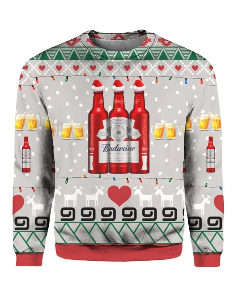 Budweiser Beer Red Ugly Christmas Sweater All Over Print Sweatshirt