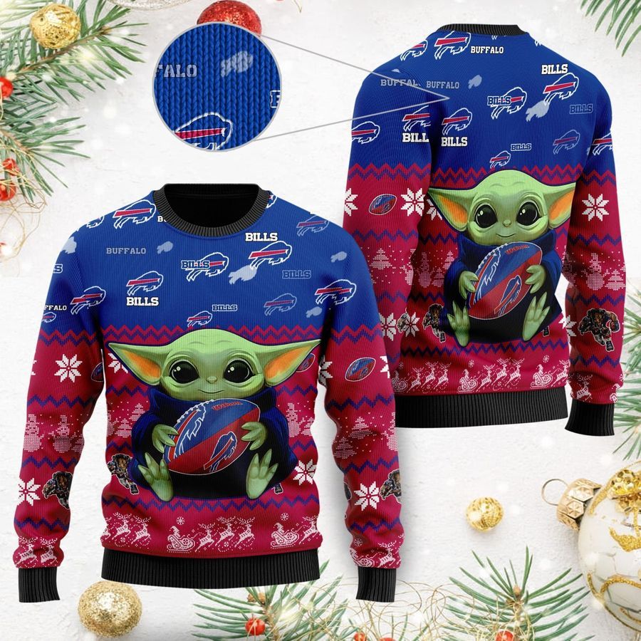Buffalo Bills Baby Yoda Ugly Christmas Sweater Ugly Sweater Christmas
