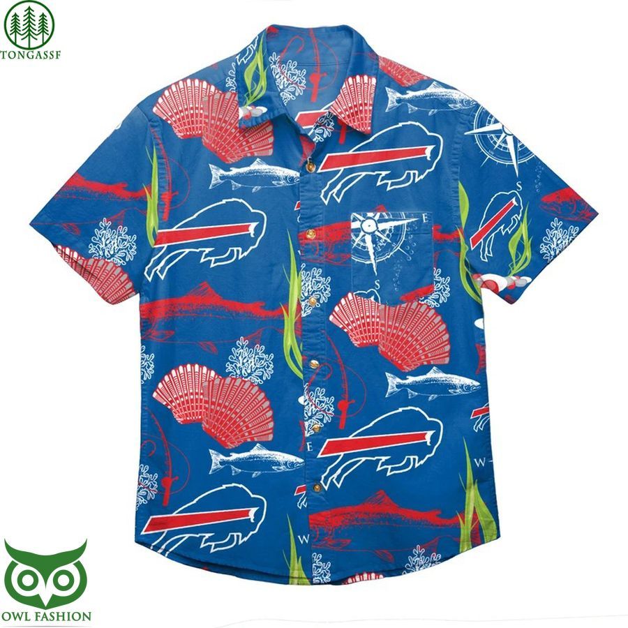 Buffalo Bills Floral Button Up Hawaiian Shirt
