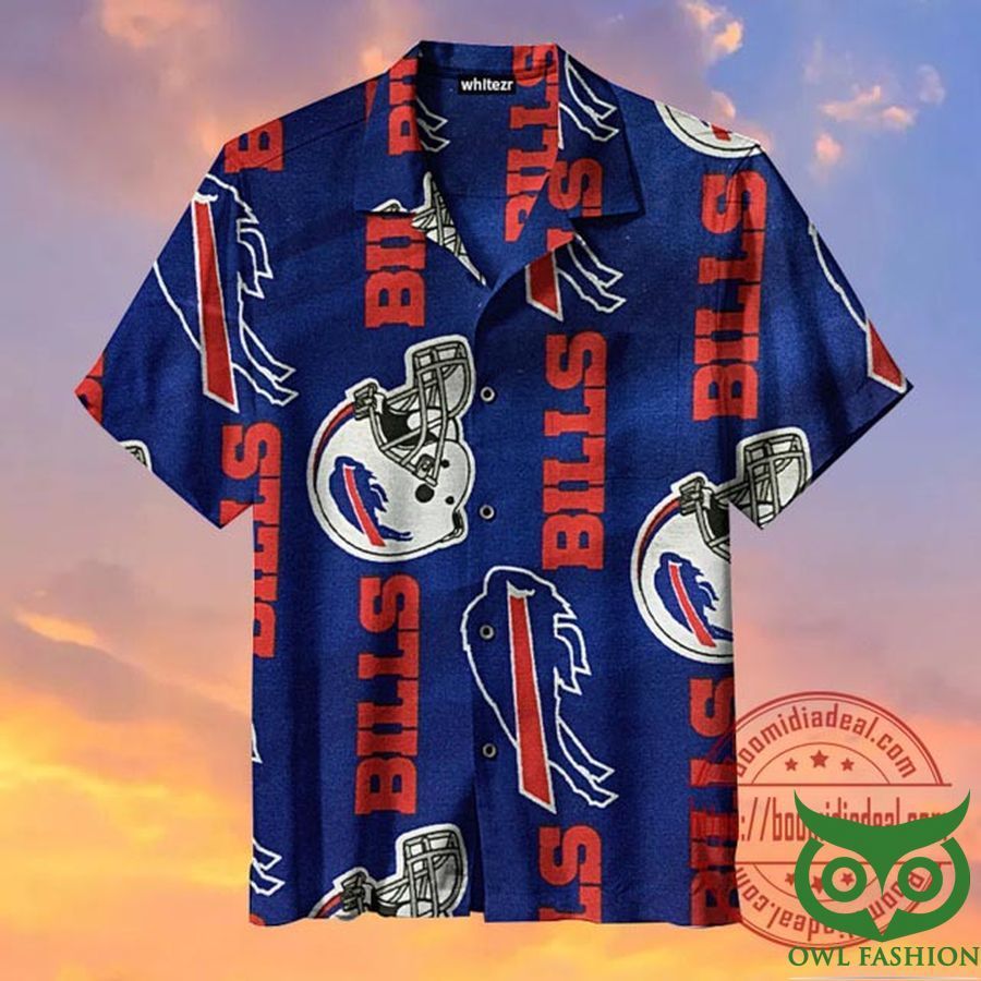 Buffalo Bills Football Vertical Logo Collection Pattern Hawaiian Shirt