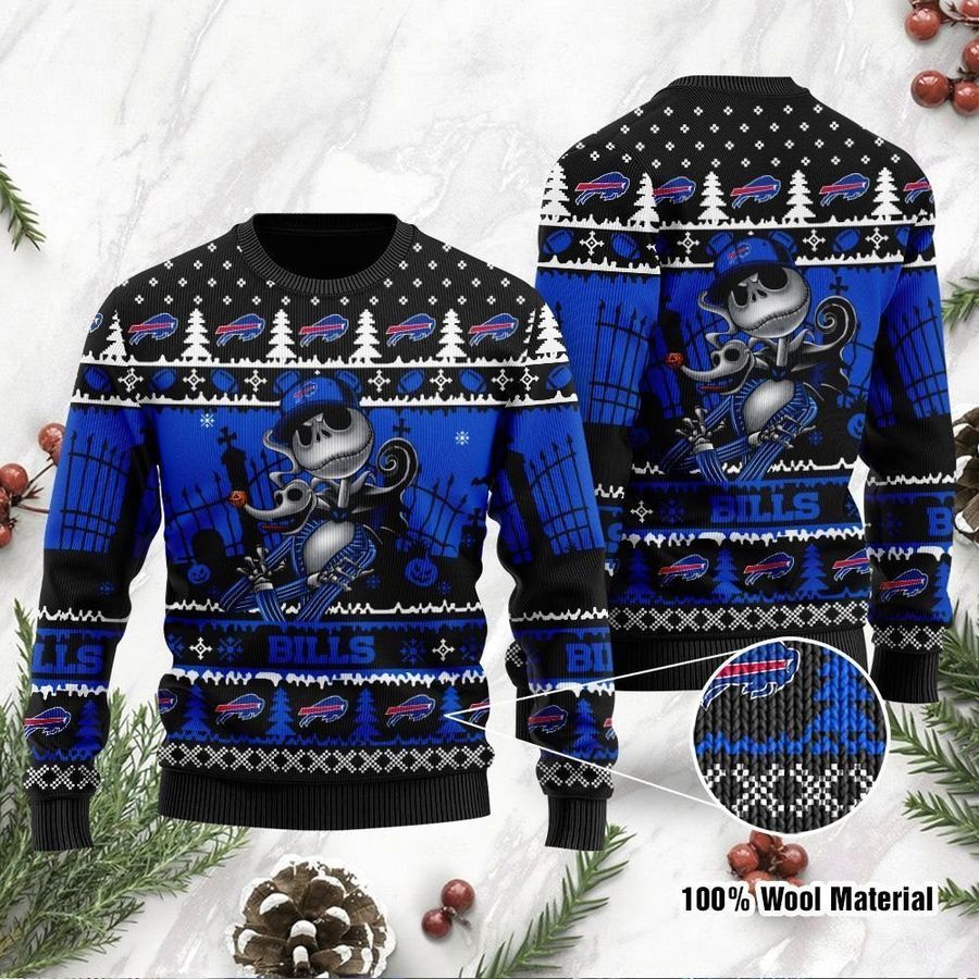 Buffalo Bills Jack Skellington Halloween Ugly Christmas Sweater Ugly Sweater