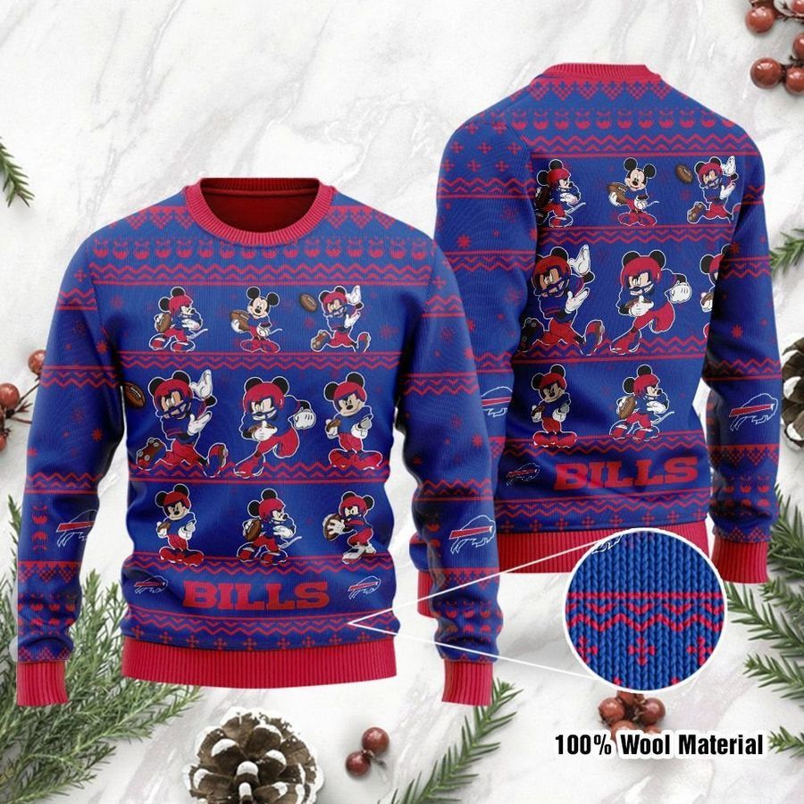 Buffalo Bills Mickey Mouse Holiday Party Ugly Christmas Sweater Ugly