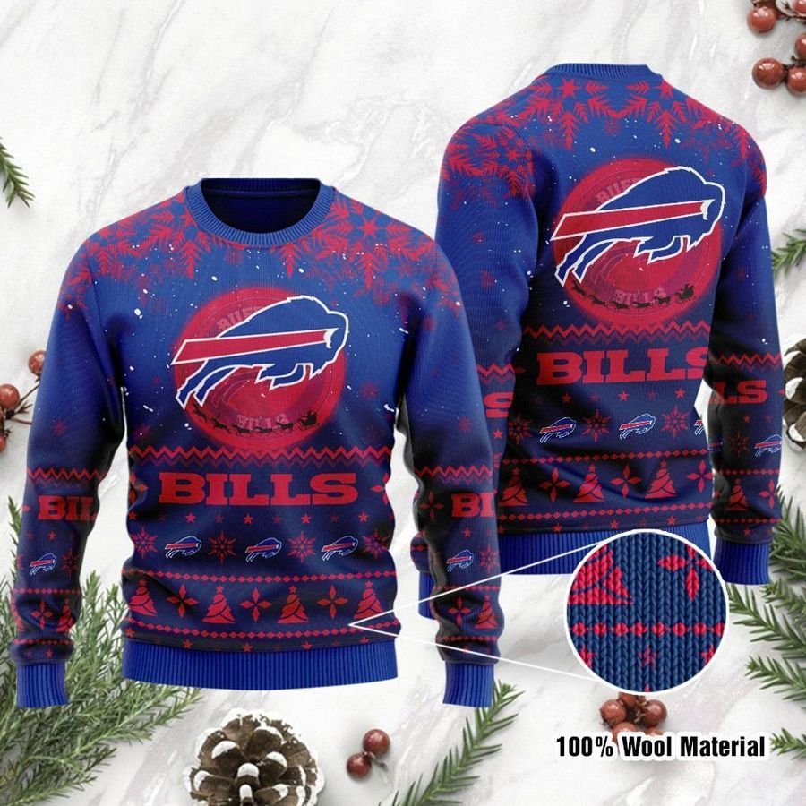 Buffalo Bills Santa Claus In The Moon Ugly Christmas Sweater