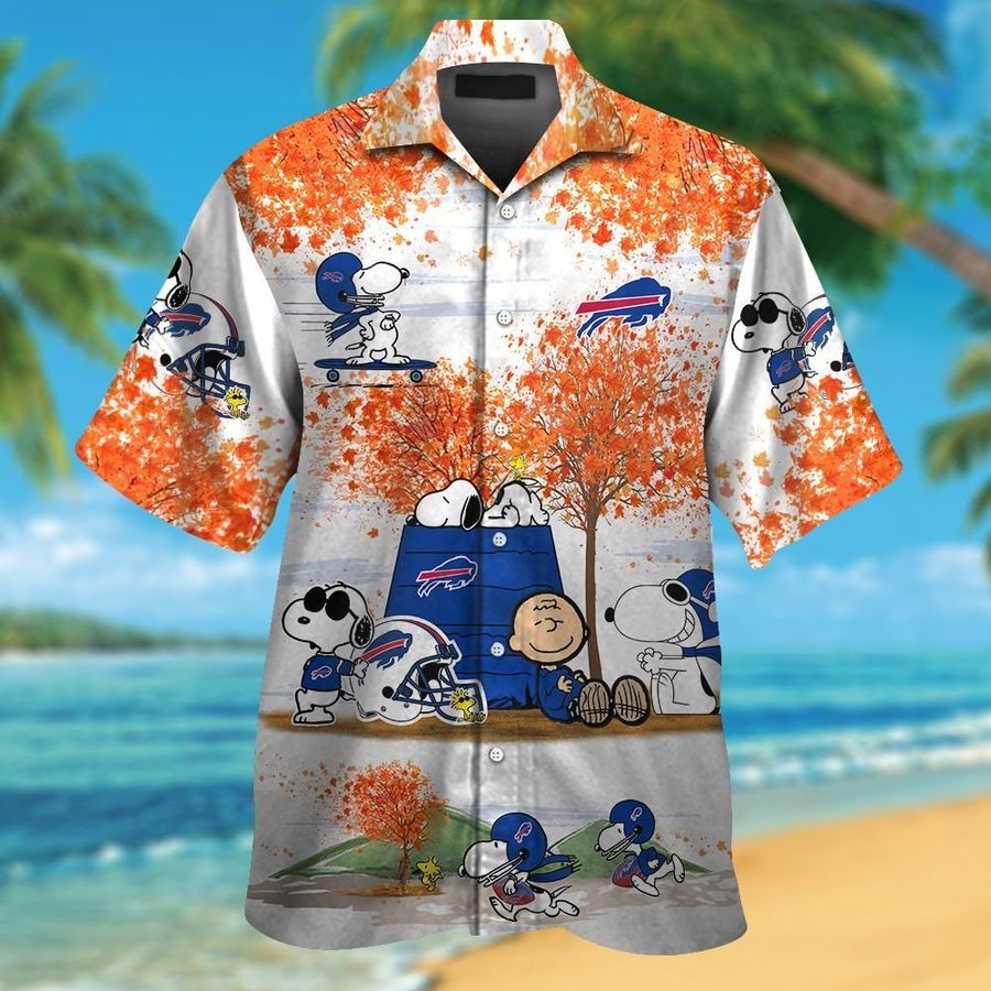 Buffalo Bills Snoopy Autumn Short Sleeve Button Up Tropical Aloha Hawaiian Shirts For Men Women
