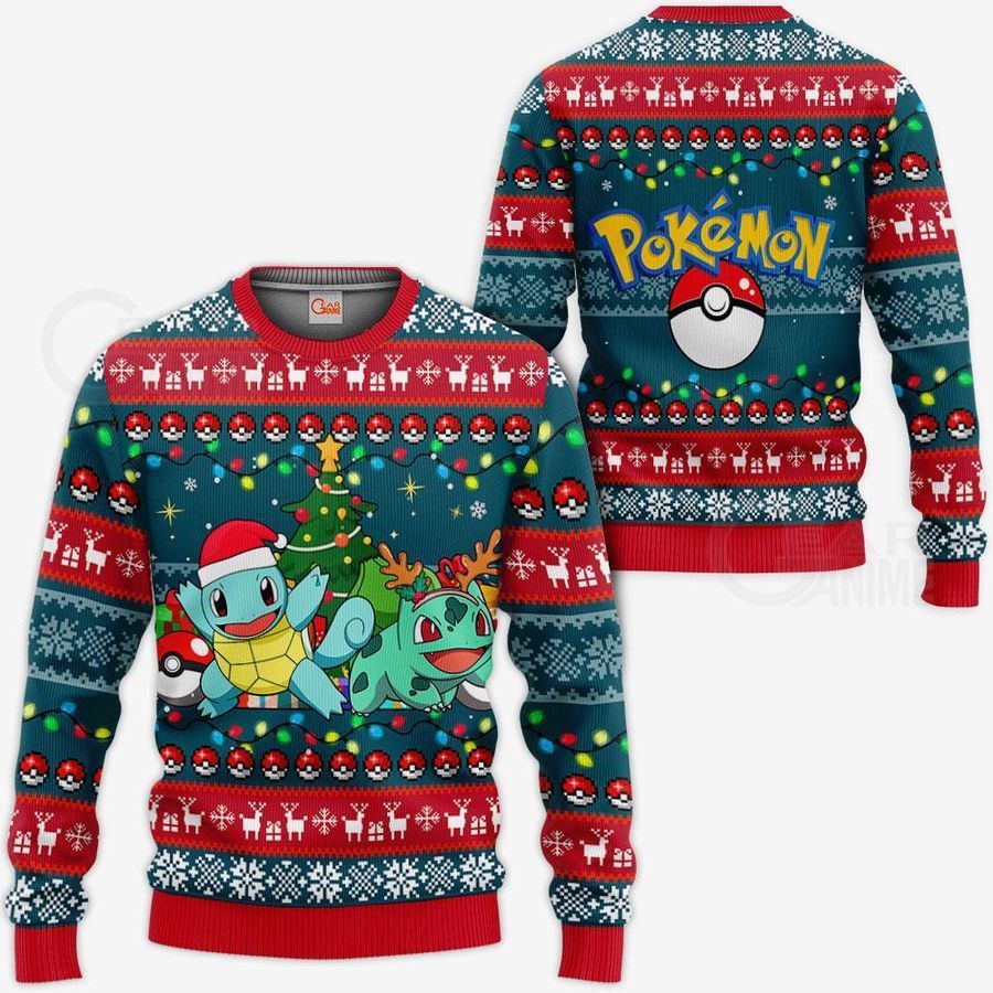 Bulbasaur and Squirtle Ugly Christmas Sweater Pokemon Xmas Gift