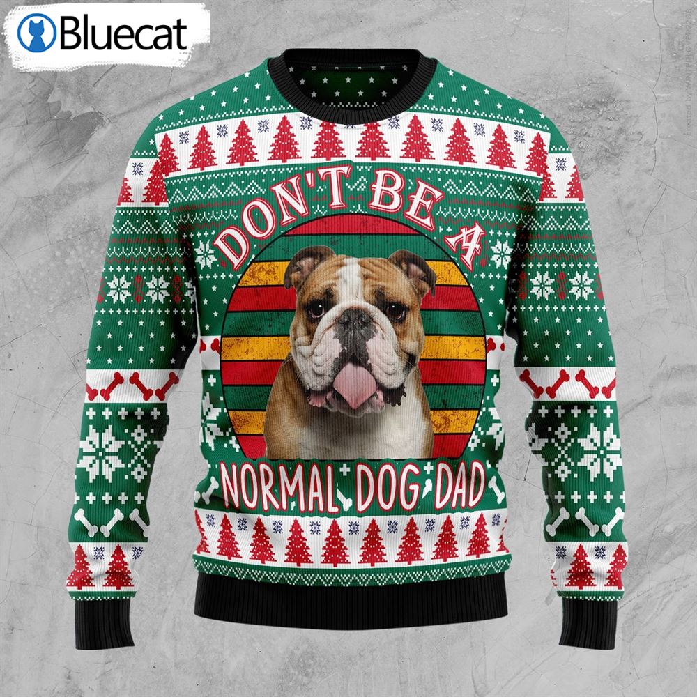 Bulldog Dog Dad Ugly Christmas Sweater