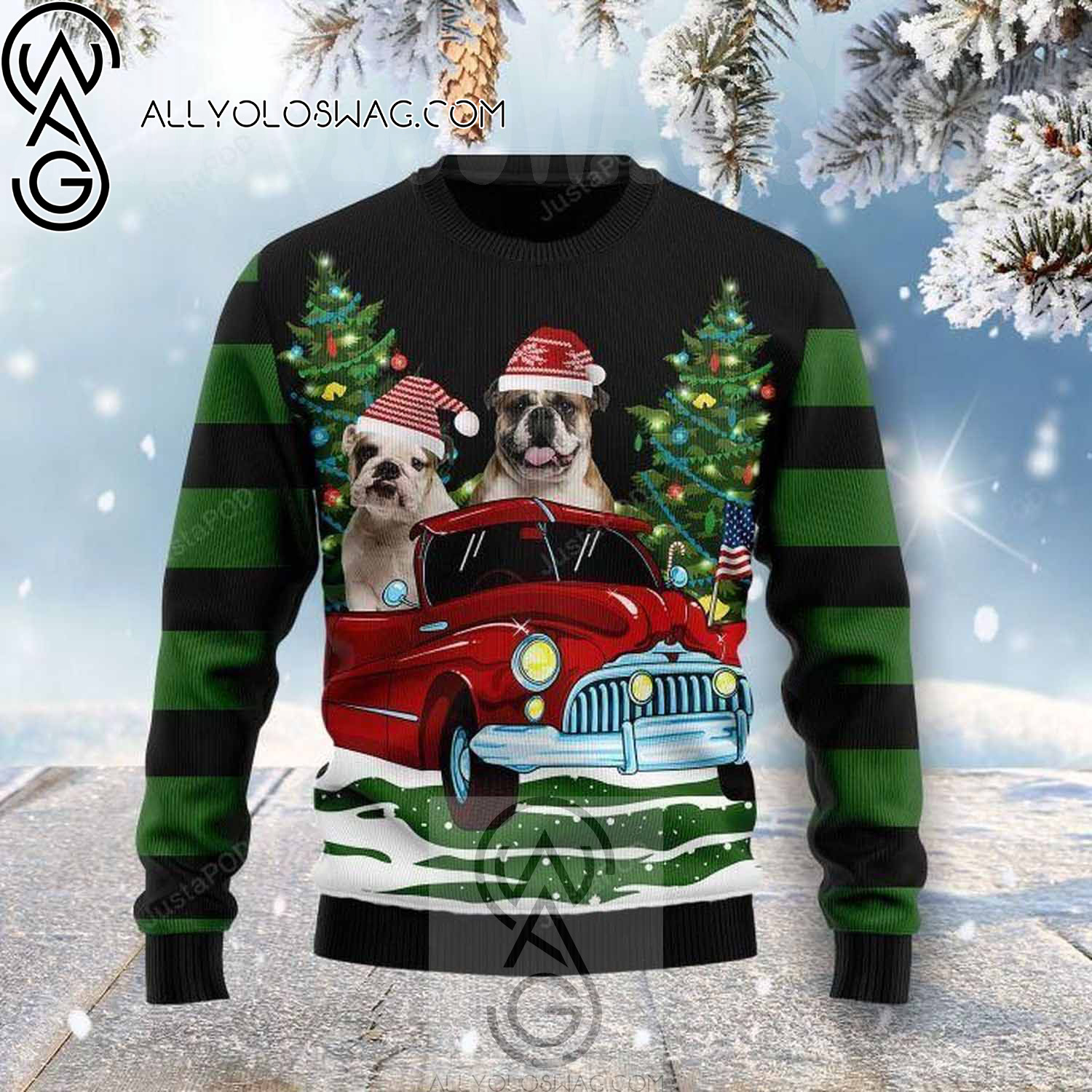 Bulldog Dog Lover Holiday Party Ugly Christmas Sweater