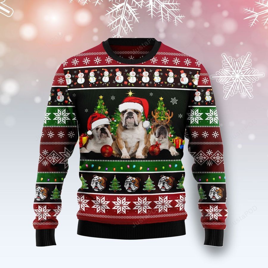 Bulldog Group Beauty Ugly Christmas Sweater All Over Print Sweatshirt