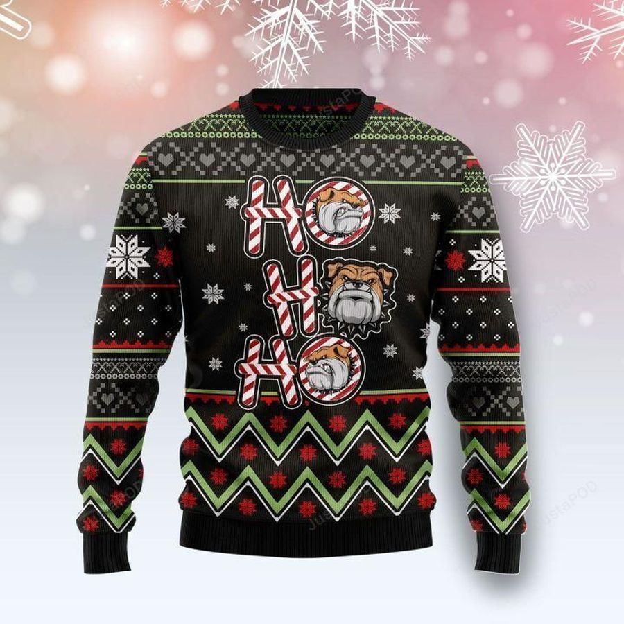 Bulldog Ho Ho Ho Ugly Christmas Sweater All Over Print