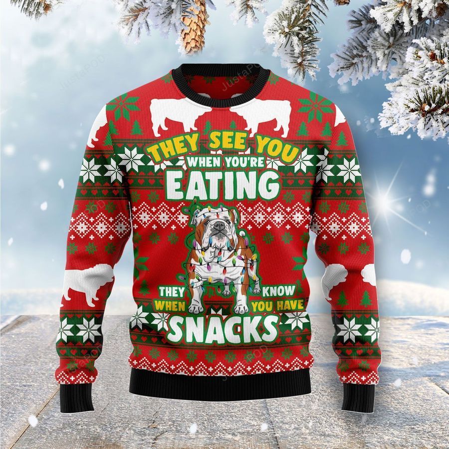 Bulldog Snacks Ugly Christmas Sweater Ugly Sweater Christmas Sweaters Hoodie