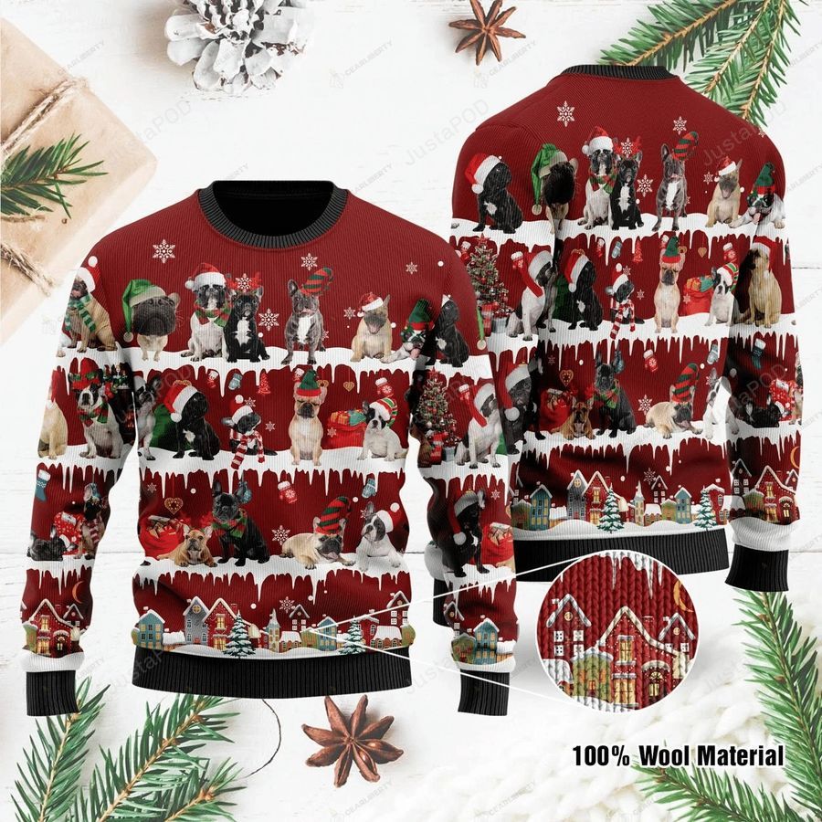 Bulldog Ugly Christmas Sweater All Over Print Sweatshirt Ugly Sweater