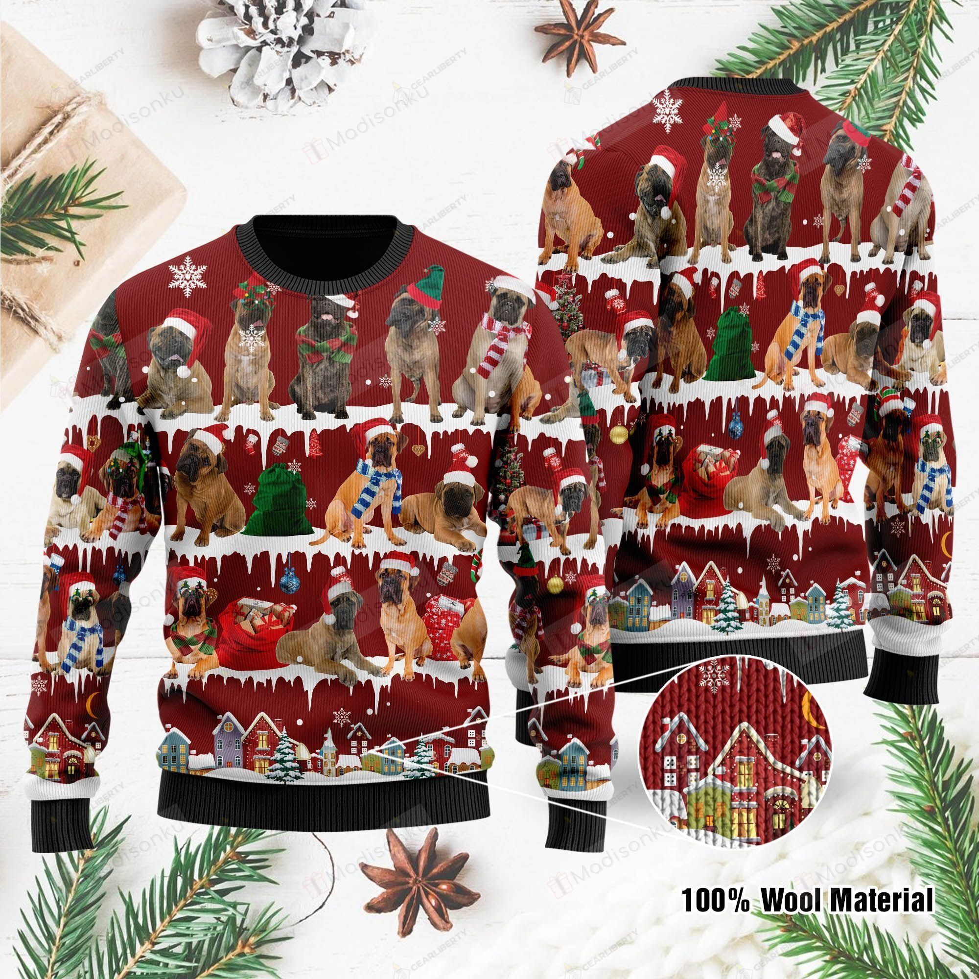 Bullmastiff For Unisex Ugly Christmas Sweater, All Over Print Sweatshirt