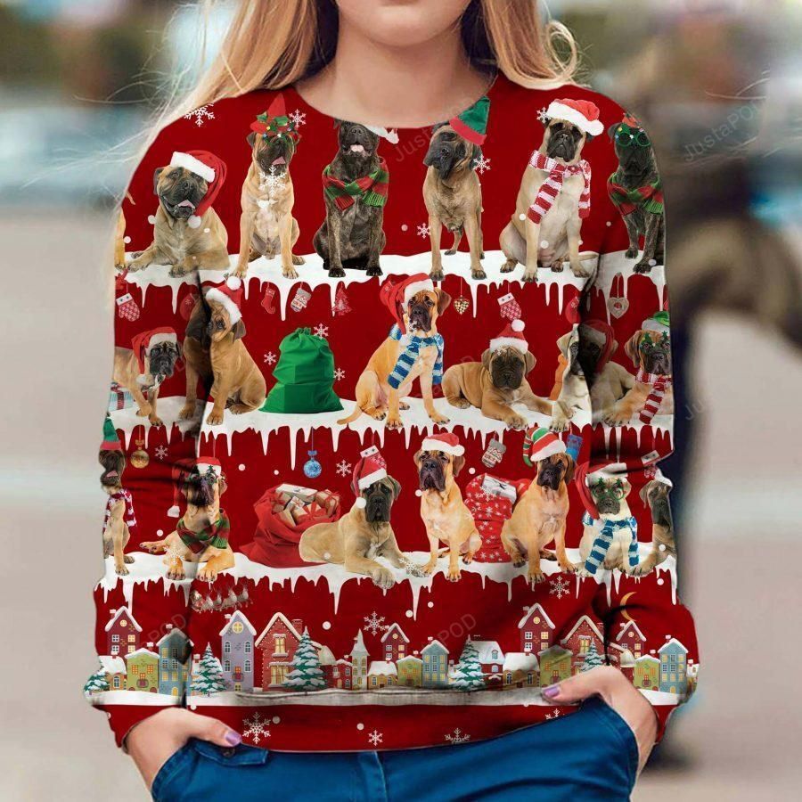 Bullmastiff Ugly Christmas Sweater All Over Print Sweatshirt Ugly Sweater