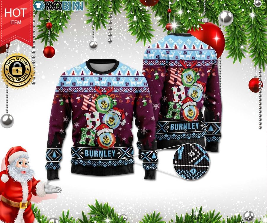 Burnley Ho Ho Ho 3D Print Christmas Wool Sweater, Ugly Sweater, Christmas Sweaters, Hoodie, Sweater