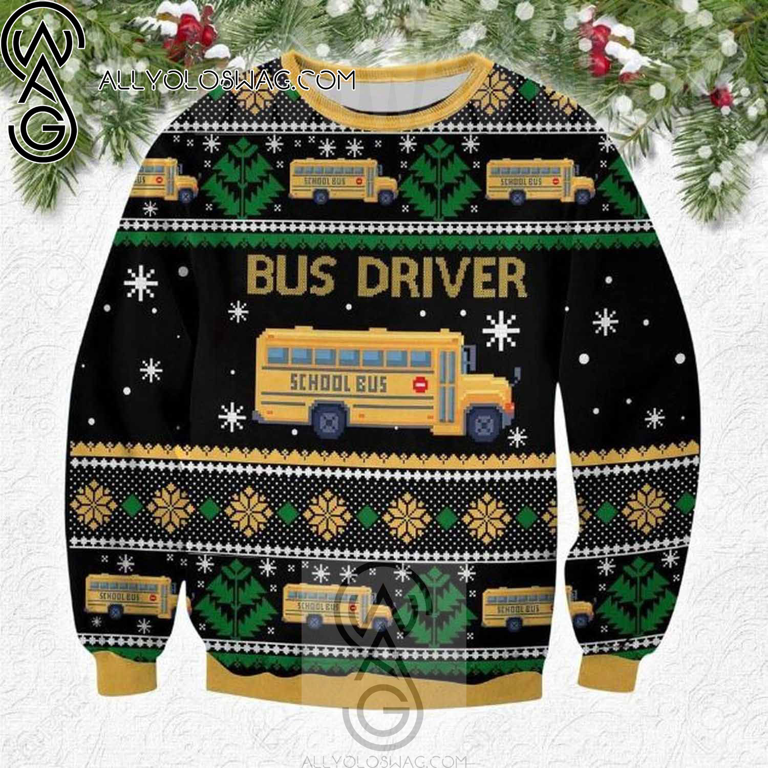 Bus Driver Full Printing Ugly Christmas Sweater