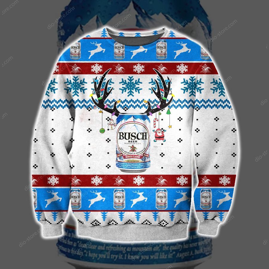 Busch Beer Knitting Pattern 3D Print Ugly Christmas Sweater Hoodie All Over Printed Cint10519, All Over Print, 3D Tshirt, Hoodie, Sweatshirt