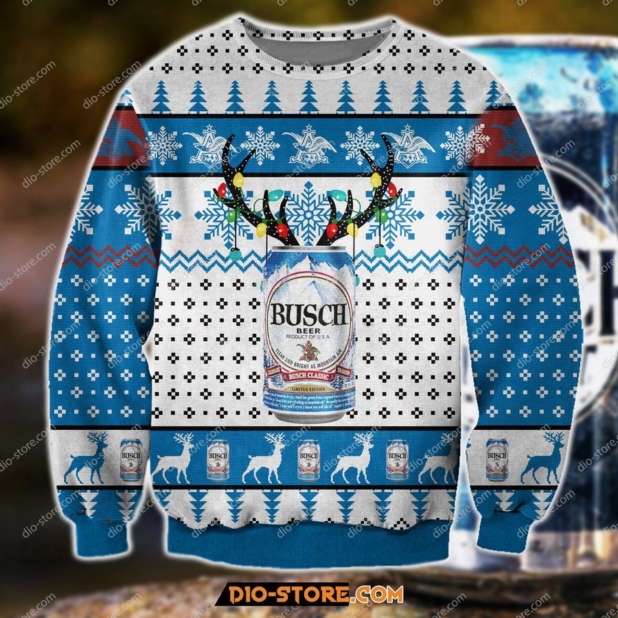 Busch Beer Knitting Pattern 3D Print Ugly Sweater Hoodie All Over Printed Cint10391, All Over Print, 3D Tshirt, Hoodie, Sweatshirt, Long Sleeve