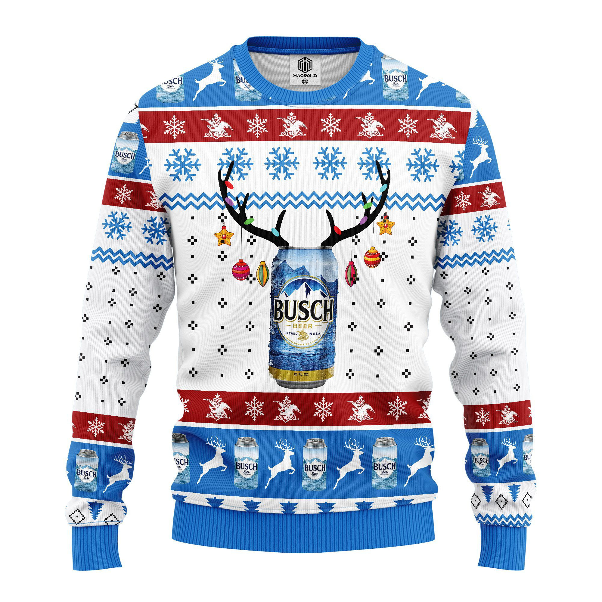 Busch Blue White Ugly Sweater