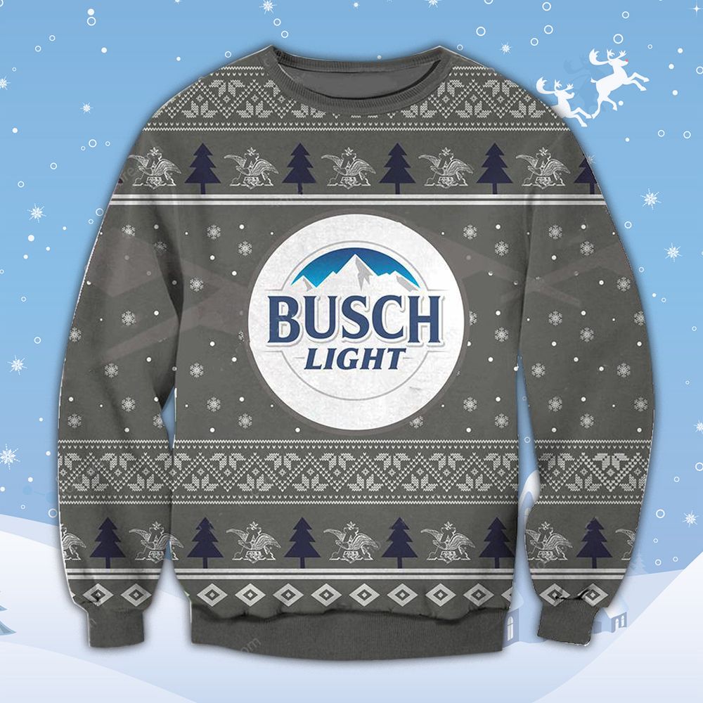 Busch Light beer grey Ugly Sweater