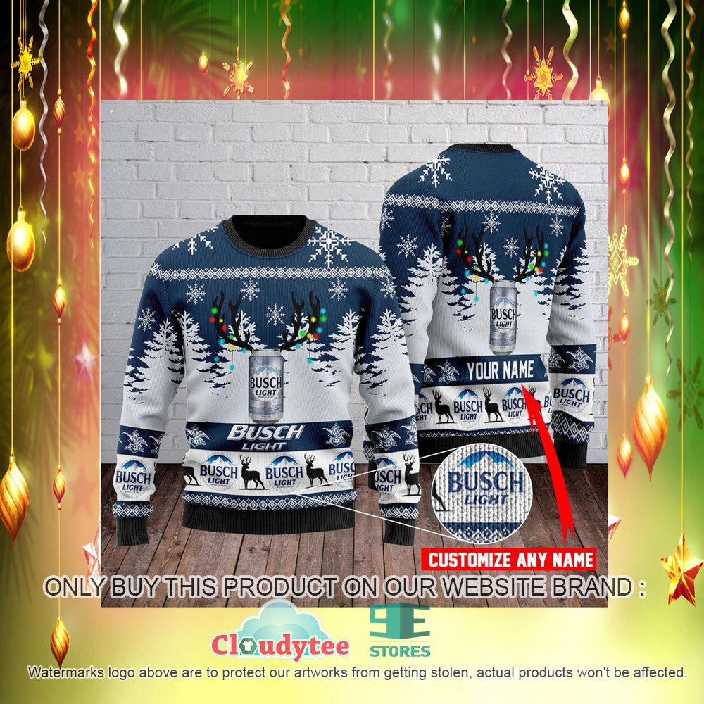 Busch Light Custom Name Blue Ugly Christmas Sweater – LIMITED EDITION