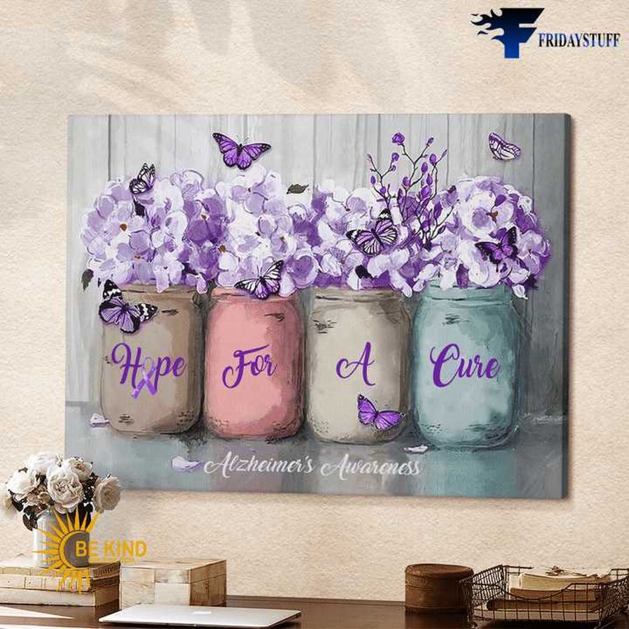 Butterfly Hydrangea – Hope For A Cure, Alzheimer's Awareness Poster Home Decor Poster Canvas
