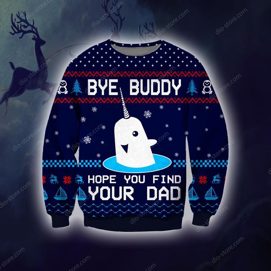 Bye Buddy Knitting Pattern 3D Print Ugly Christmas Sweater Hoodie All Over Printed Cint10719, All Over Print, 3D Tshirt, Hoodie, Sweatshirt