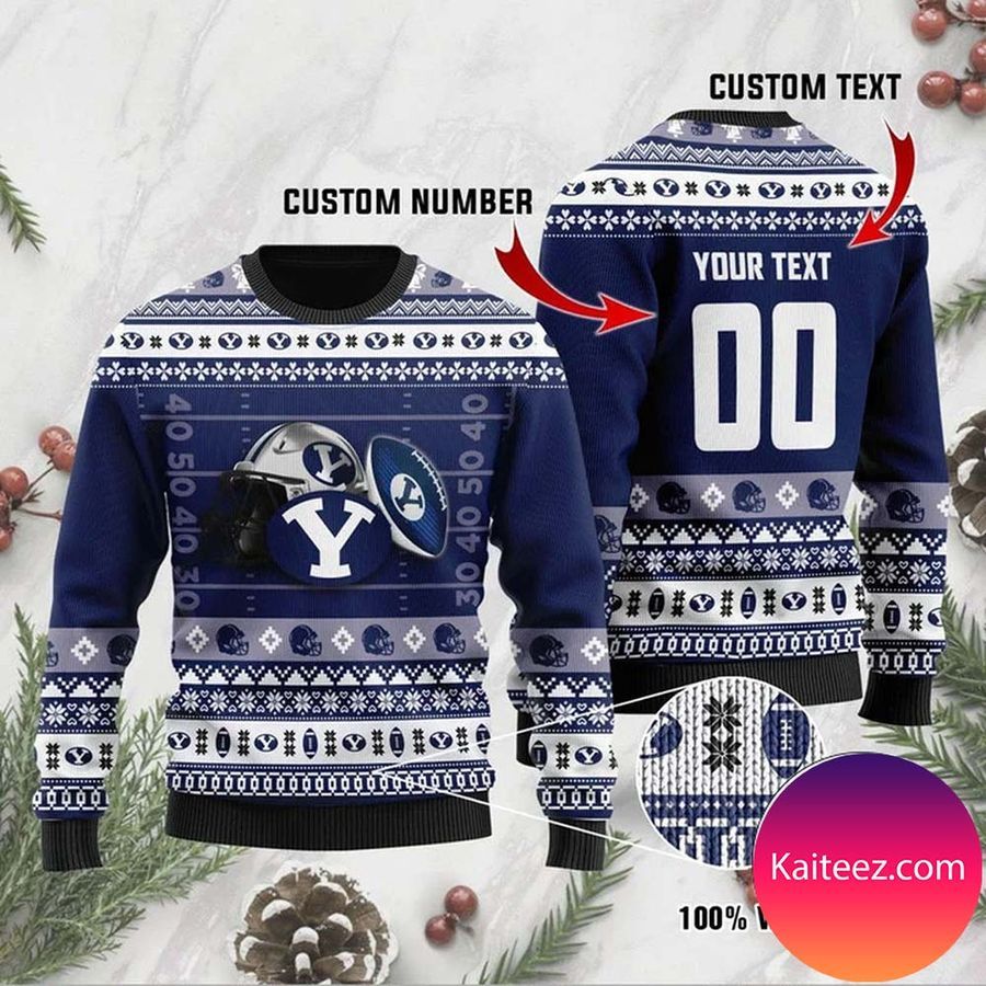 Byu Cougars Custom Name &amp Number Personalized  Christmas Ugly  Sweater