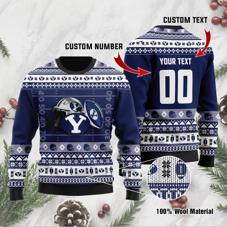 BYU Cougars Custom Name  Number Personalized Ugly Christmas Sweater