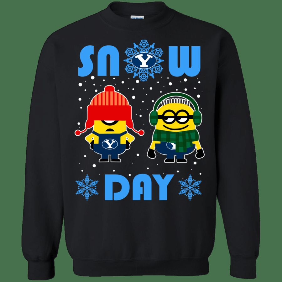 Byu Cougars Minion Christmas Ugly Sweater Snow Day Snowflake Sweatshir, Hoodie