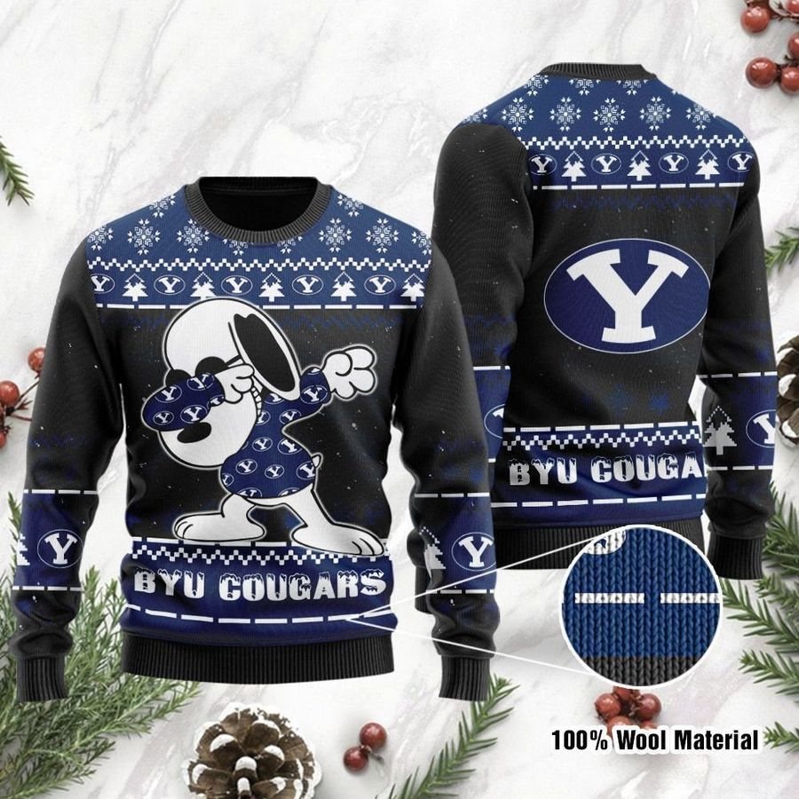 BYU Cougars Snoopy Dabbing Ugly Christmas Sweater Ugly Sweater Christmas