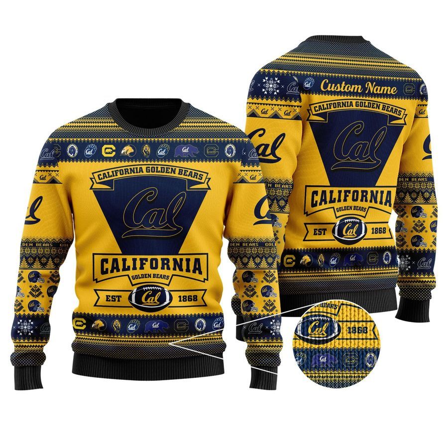 California Golden Bears Football Team Logo Personalized Ugly Christmas Sweater