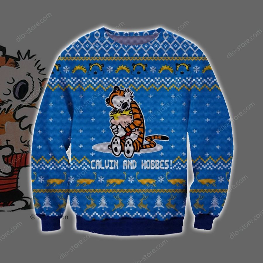 Calvin And Hobbes Knitting Pattern 3D Print Ugly Christmas Sweater Hoodie All Over Printed Cint10630, All Over Print, 3D Tshirt, Hoodie, Sweatshirt