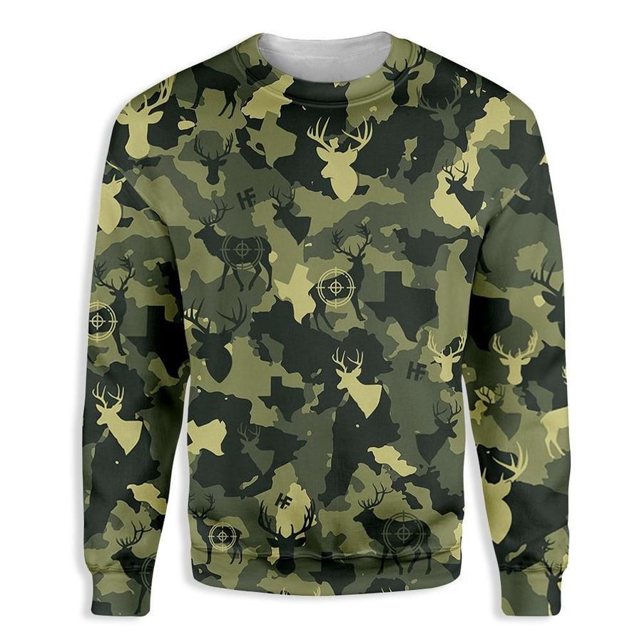 Camouflage Deer Ugly Christmas Sweater All Over Print Sweatshirt Ugly