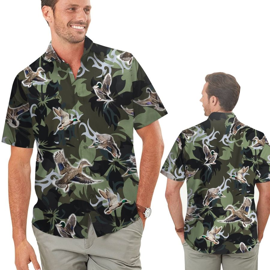 Camouflage Mallard Duck Hunting Men Hawaiian Shirt For Hunters In Daily Life