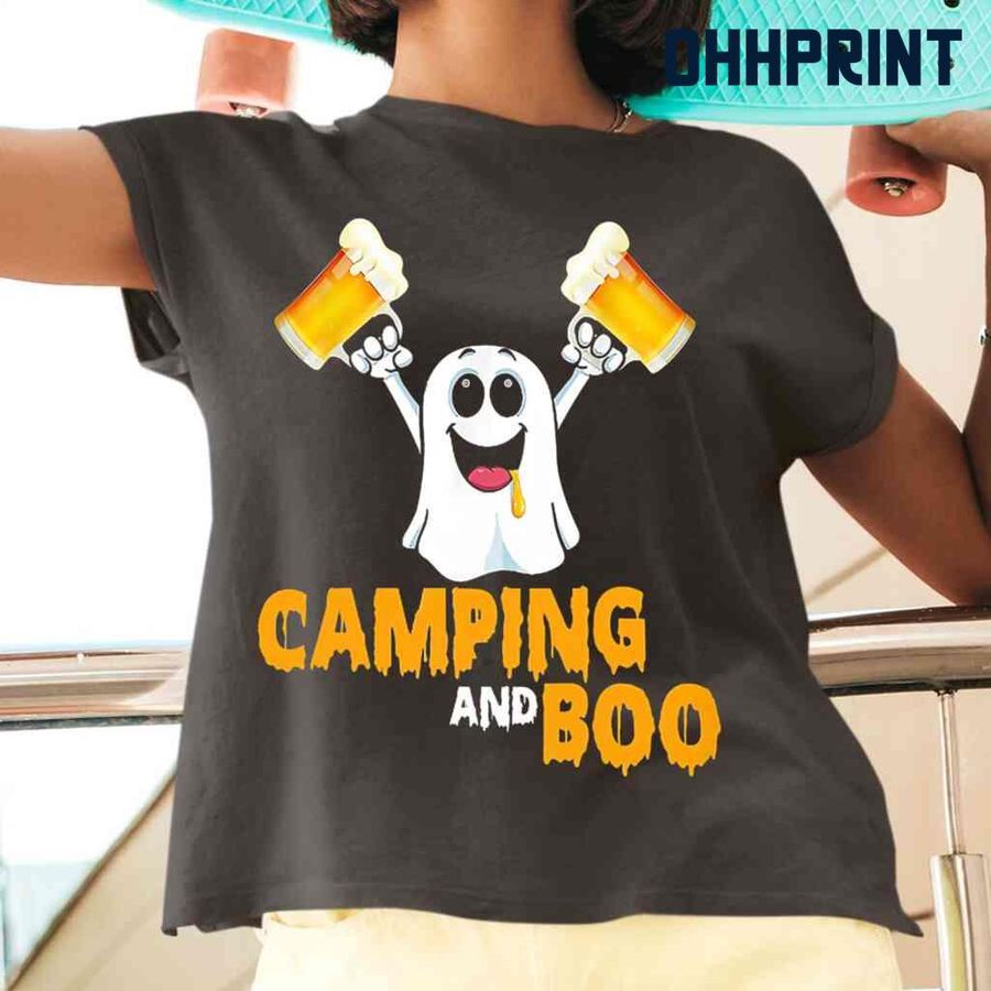 Camping And Boo Halloween Tshirts Black